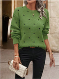 Point T-Shirt With Long-Sleeved Knitted Jersey Temperament Elegant Loose