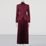Temperament Elegant Style Suit 2025 New Collar Embroidered High-Rise High-Rise 100-Folded Skirt