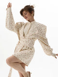 New Broken Flowers Spliced Suit Jacket Women's Cushions Shoulders Show Relaxed And Comfortable Party Commuting