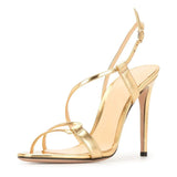 New Large Gold PU Banquet Party Women's Shoes Round Head Thin High-Heeled