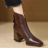 Version Of Coarse And 2025 New Square Head V-Heading Thin Fashion Shoes Women After Zipper High Heel Zipper Autumn Winter