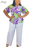 Piece Set Women Africa Clothes 2023 New Dashiki African Fashion Print Tops And Pants Suits Big Size Party Clothing For