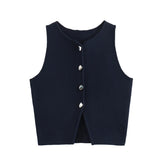 Women's Clothing 2025 Autumn And Winter New Fashion Two-Color Flat Needle Short Vest