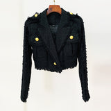Autumn And Winter New Star Fashion Temperament Short Coarse Flowers Tid Of Tuxedou Suit