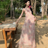 Zingj Sense Of Three-Dimensional Flower Small Minority Hanging Neck Type Dress Seaside Holiday Show Thin