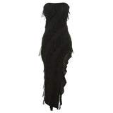 Zingj Women's 2023 Summer Women's New Fashion Chest Sexy Back Slit Tassel Temperament