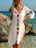 Women's Explosive Hand Hook Splicing Dress Open Sexy Long Dress Robe Beach Cover