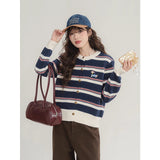 New Striped Knitted Shirt Small Fragrant Wind Milk Whiry Soft Sweater Cardigan Jacket Women Spring And Autumn Outside The