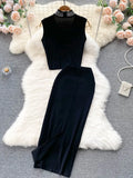 Women Sexy Sequins Two Piece Set Female Elegant Halter Sleeveless Short Tops + High Waist Bodycon Skirt Suits New