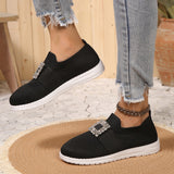 Flying Breathable Single Shoes Women Low Help Women Low Help Buckle Drill Foot Board Shoes