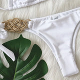 Zingj New Bikini Solid Color Split Swimsuit Sexy Hand-Woven Women's