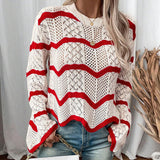 Yang Autumn New Women's Sweater Wavy Horn Long-Sleeved Knitted Shirt
