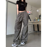 Zingj Cargo Pants Female New Summer High Waist Draw Rope Straight Tube Hanging Feeling Wide Legs Loose Show Thin Drag Floor Pants