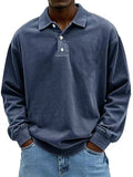 New Men's Casual Long-Sleeved Button-Down Shirt Polo