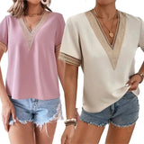 Casual Loose Blouse Women V-Neck Streetwear Shirt 2023Summer Fashion Basic Top Women Party Clothing Shirt