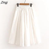 Cotton Midi Wide Leg Cropped Skirt Pants Women 2021 Summer Korean Style Mid Length Female High Waist