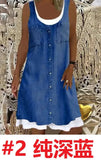Women's 2025 Summer New Fashion Imitation Denim Vest Casual Print Sleeveless