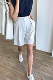 Women's Summer Shorts 2023 Long with High Waist Female Loose White Classic Knee-Length Office Wide Women's Shorts Black