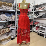 Dress With Evening Dress Dress Red Dress Lace Sexy