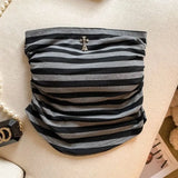Hottie Hit The Striped Chest-Striped Bra Vest Woman Summer Wear Chest Pads All Wrapped In Pure Desire Waistless Sleeveless
