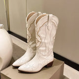 Western Cowboy Boots Autumn And Winter New Fashion New Large-Size Tips But Knee Boots Coarse And Knight