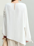 Chiffon Women's New Elegant Three-Dimensional Lace Pearl Yarn Micro Reveals Shoulder Belt Long-Sleeved Shirts In Spring
