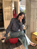 Xixi 2025 Spring New Temperament Retro Ins Round Neck Tucked Blouse Female