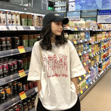 Zingj T-Shirt Female Loose Korean Version Joker Student College Style Top Fashion Bestie Wear 2024 Summer New