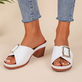 Coarse-Heeled Slippers Women's New TEUM Explosive Belt Buckle Light Sandals Women In The Summer Of