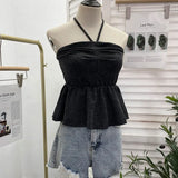 Women's Clothing Out-Of-Shoulder Hanging Neck Small Sling Vest Outside Wearing Braided Short Sleeveless Top