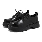 Men's Leather Shoes Spring British Platform Casual Derby Shoes Men's Dress Wedding Black Low Top Martin Boots