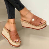Women's Shoes Factory Price Sales High Heel Slope And Rubber One-Character Flattening Women Cool Tow And