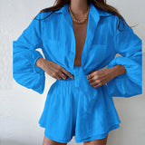 Women's Casual Fashion Sleek Sleeker Shorts Shirt Set In Summer