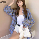 Women Plaid Various Color Long Sleeve Harajuku Korean Style Leisure Womens Fashion Trendy All-match Simple Hot Sale