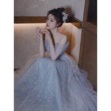 Evening Dress Senior Sense 2025 New Blue Banquet Temperament Light Music Art Test Presided Over The High-Level Birthday