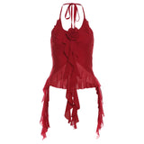 2024 Summer New Women's Hottie To Build Street Fashion Hanging Neck Sexy Bare Waist Vest