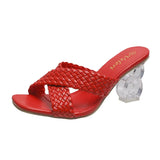 And High-Heery Slippers Women Font Cross-Woven With Women Cool Drag Women