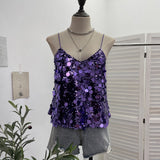 Shoot Hottie Sexy Night Club Heavy Bling Flash Shiny V Tie Sling Vest Sleeveless Top