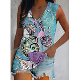 Summer Loose Tank Top Women Beach Sleeveless Shirt Women's Printed Vest Women Blusas Para Mujer Female Clothing