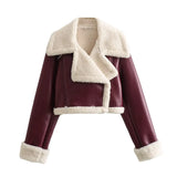 2025 Spring Fur Integrated Short Street Spice Girl Motorcycle Clothing