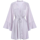 Simulated Silk Leaf Broad Sleeve Bathrobe Bathrobe New With Coat Morning