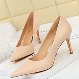 Shoes Pu Leather Woman Pumps Fashion Kitten Heels 7.5 Cm Occupation OL Office Shoes Women Heels 2021 Sexy Heeled