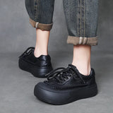 Layer Of Cowhick Retro Thick-Sed Loose Cake Shoes Women 2025 Spring New Casual Big Shoes Leather Single
