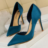 Shoes Sexy Woman Pumps Black Blue Sliver Women Heels Silk High Heels Women Shoes Stiletto Heels 9.5 Cm Ladies