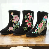 Zingj Boots Six Centimeters High Heel Ankle Boots Spring And Autumn Cloth Boots Women's Ankle Boots Embroidered Shoes Cloth Shoes Hanfu