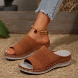 New Slope And Casual Round Head Composite Flying Woven Cool Slippers Type Sandals Women