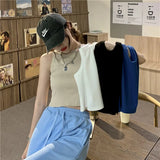 Zingj Round Collar Shows Thin Crop Short Money Wear Vest Summer 2024 New Hot Girl Sling Top Design