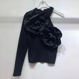 Babes In Autumn 2025 New Fashion High-End Design Sense Splicing Flowers To Repair Knitted Tops For