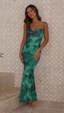 Zingj And Summer 23 Years New Generous Collar Show Thin Temperament Print Back Sling Dress
