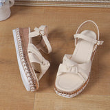 Summer New Loose Cake Heel Sandals Women's Bow Bow Rope Soles Of The Leisure Women's